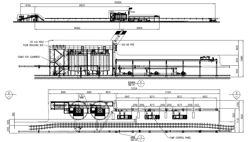 Engineering drawing for Harmony Gold Bambanani and Tshepong decline projects