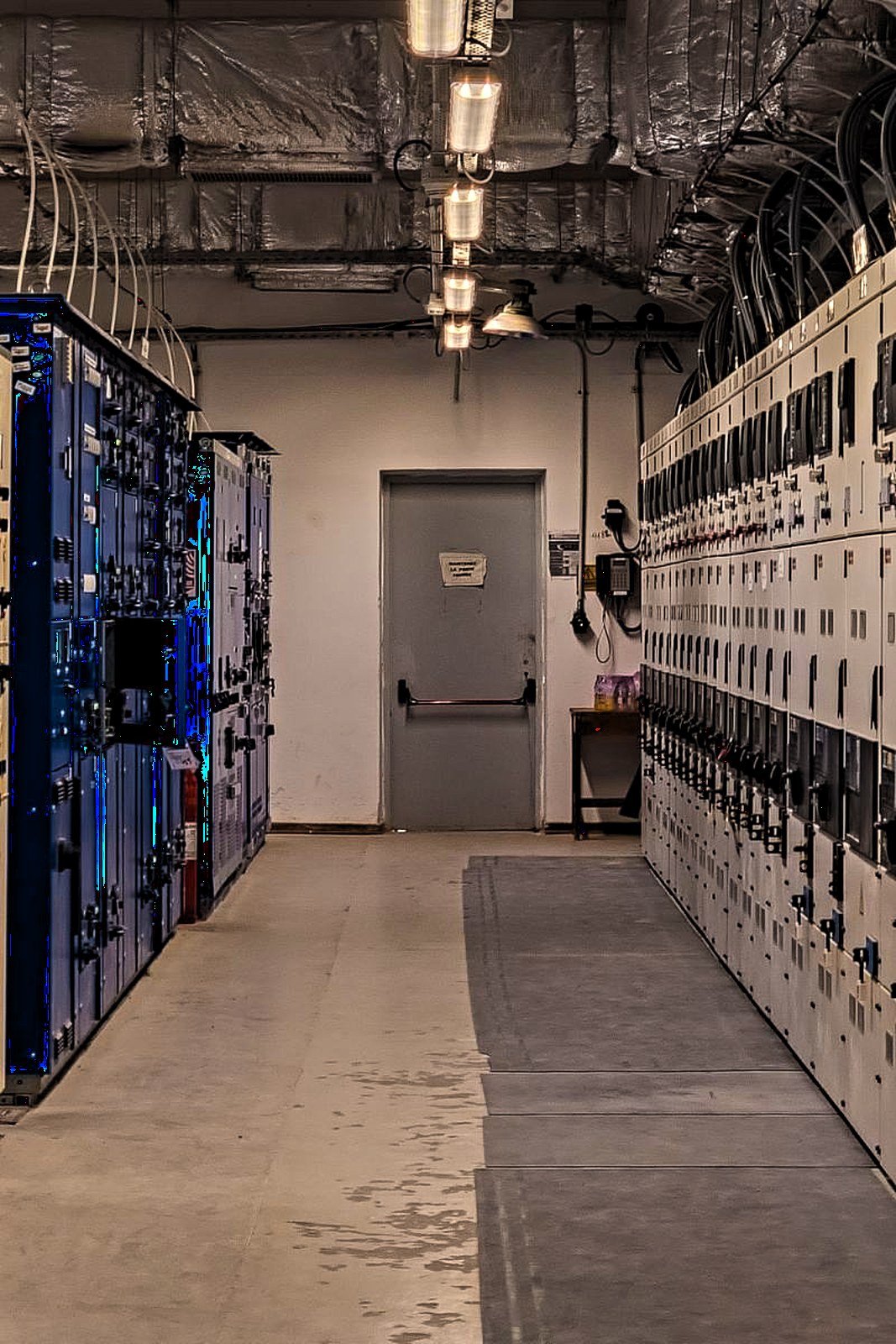 A sophisticated control room filled with electrical panels and equipment for industrial purposes.